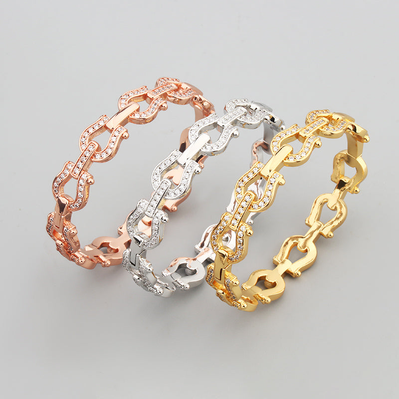 Ring-button diamond bangle