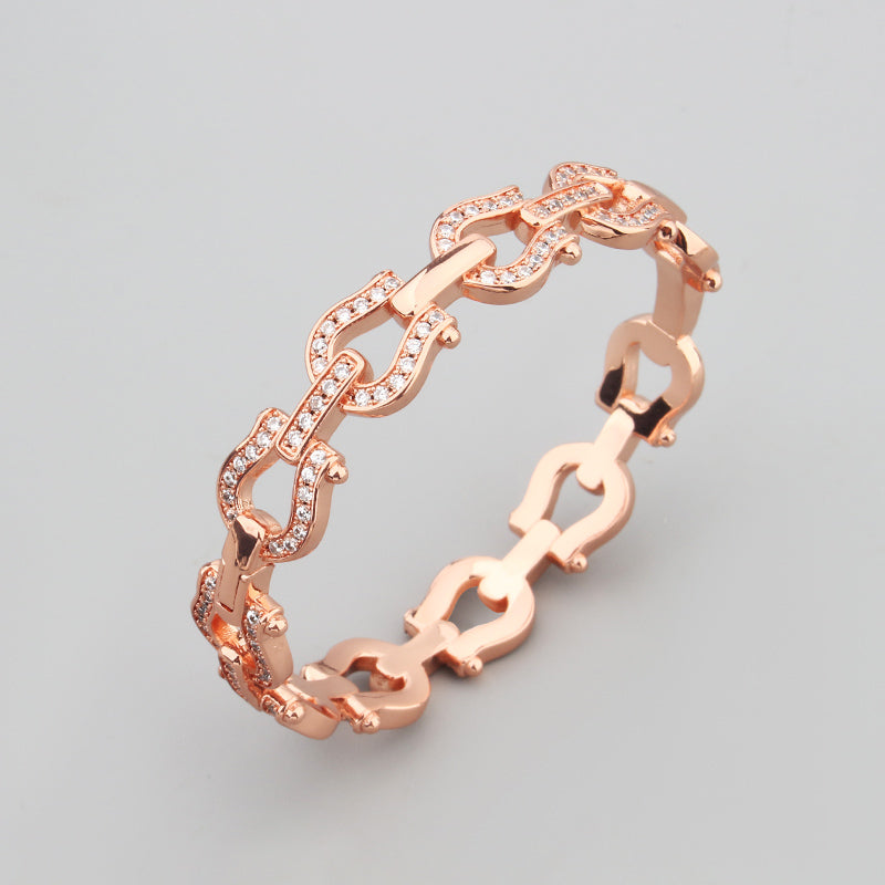 Ring-button diamond bangle