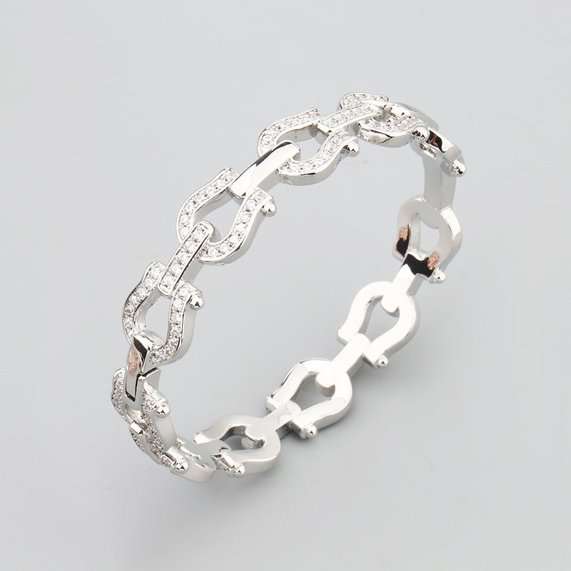 Ring-button diamond bangle