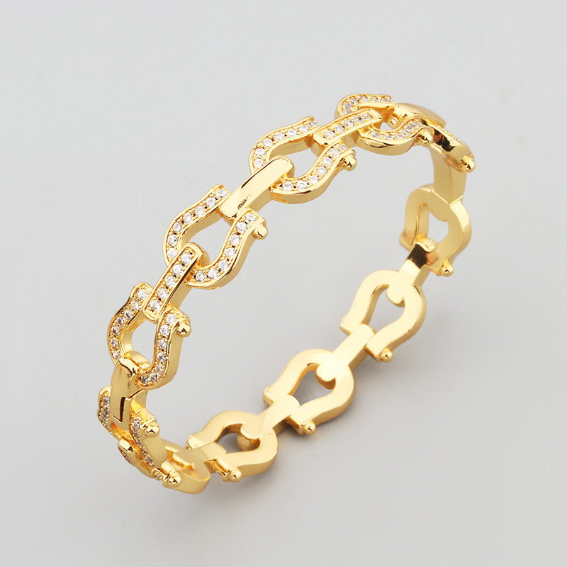 Ring-button diamond bangle