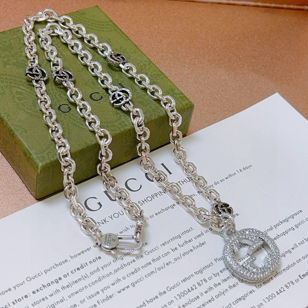 Double G full diamond necklace