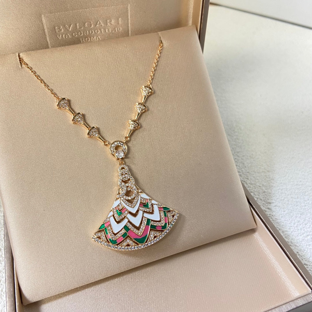 Colorful skirt full diamond necklace