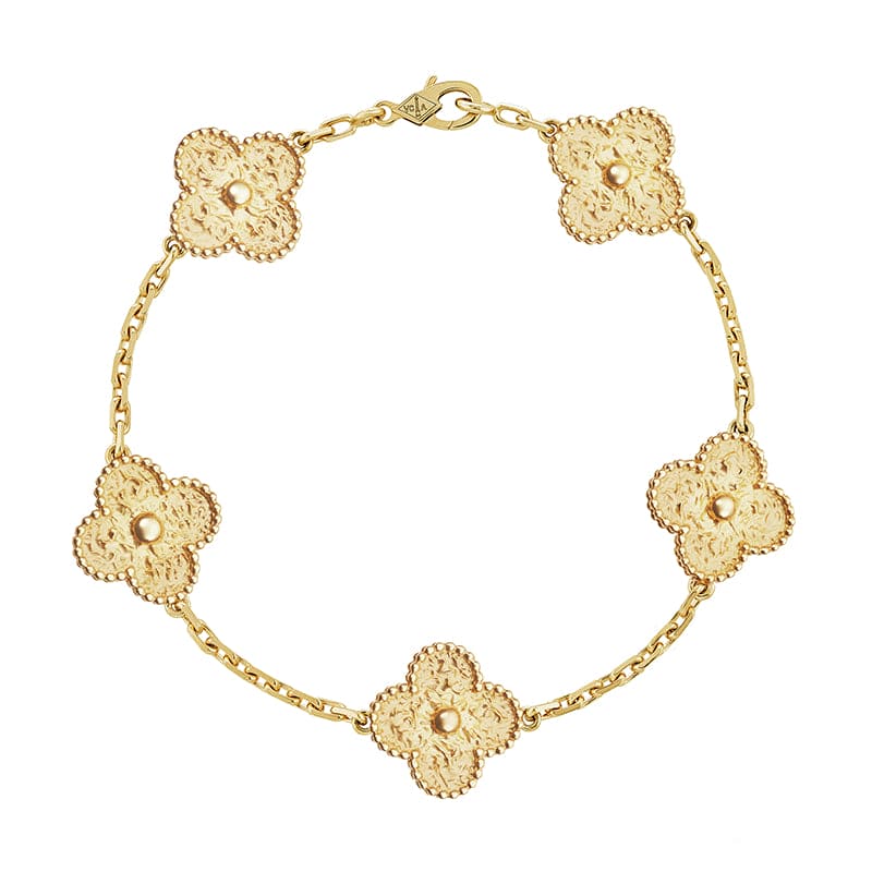 Celestial Yellow Gold Five Motifs Clover Bracelet