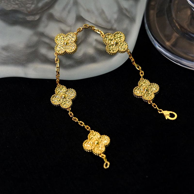 Celestial Yellow Gold Five Motifs Clover Bracelet