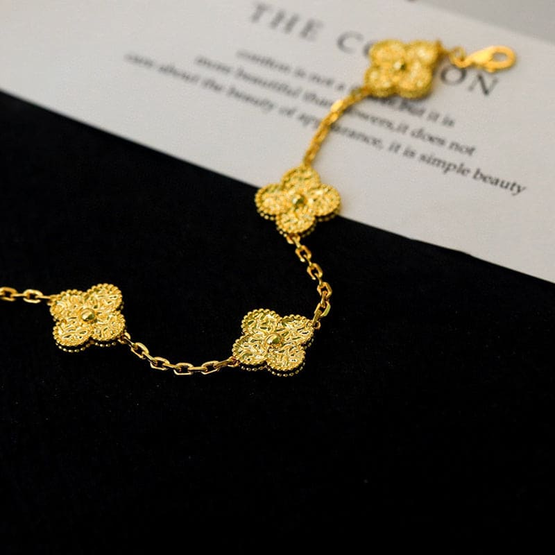 Celestial Yellow Gold Five Motifs Clover Bracelet