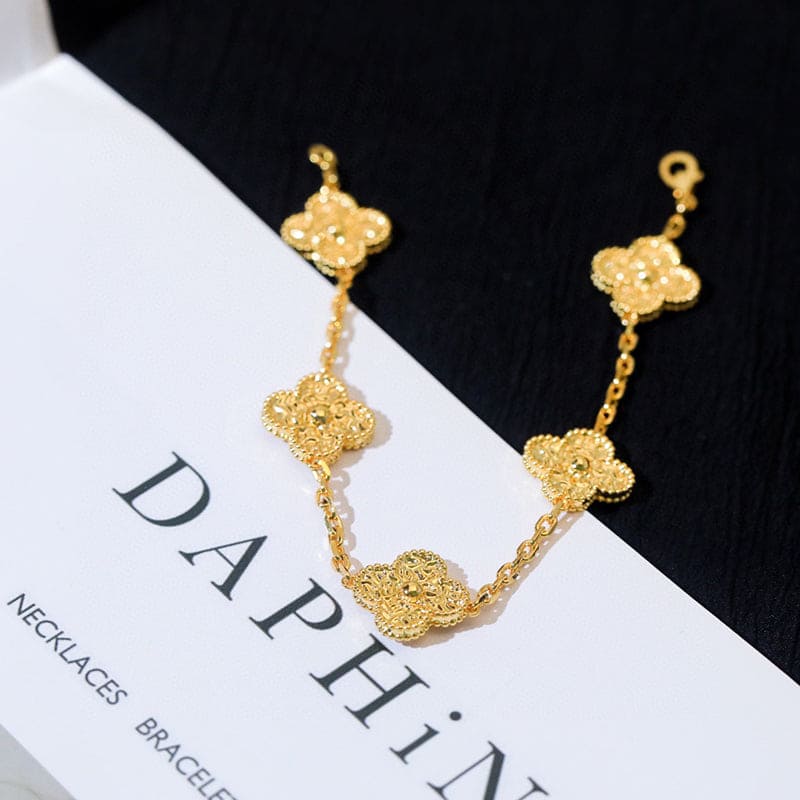 Celestial Yellow Gold Five Motifs Clover Bracelet