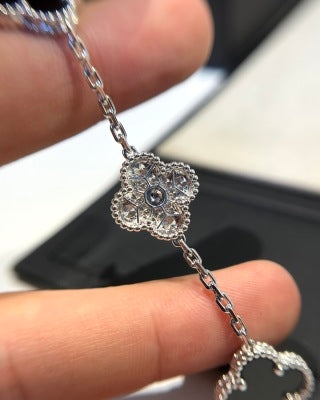 Interval white diamond black agate bracelet