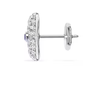 Cross White Diamond Sapphire Earrings