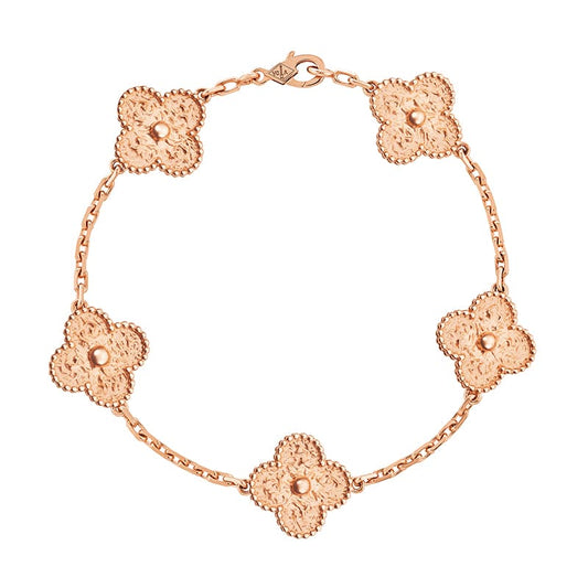 Celestial Yellow Gold Five Motifs Clover Bracelet