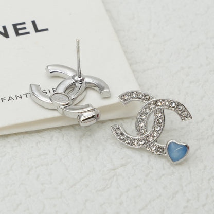 Double C full diamond sapphire brooch
