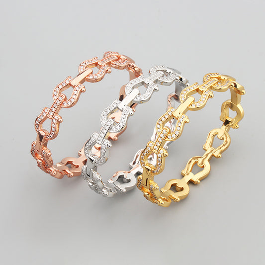 Ring-button diamond bangle
