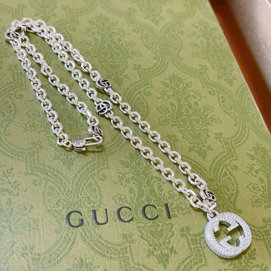 Double G full diamond necklace