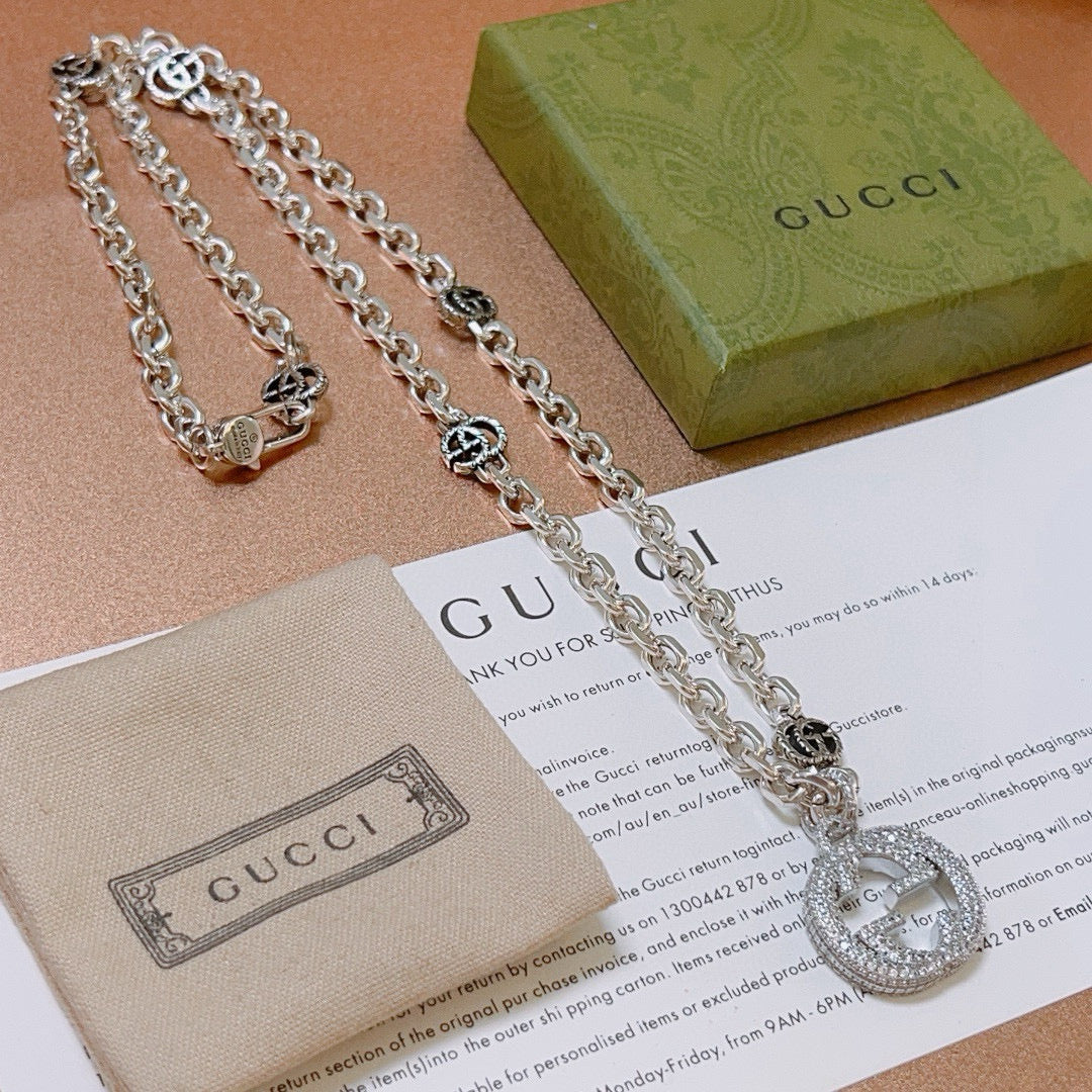 Double G full diamond necklace