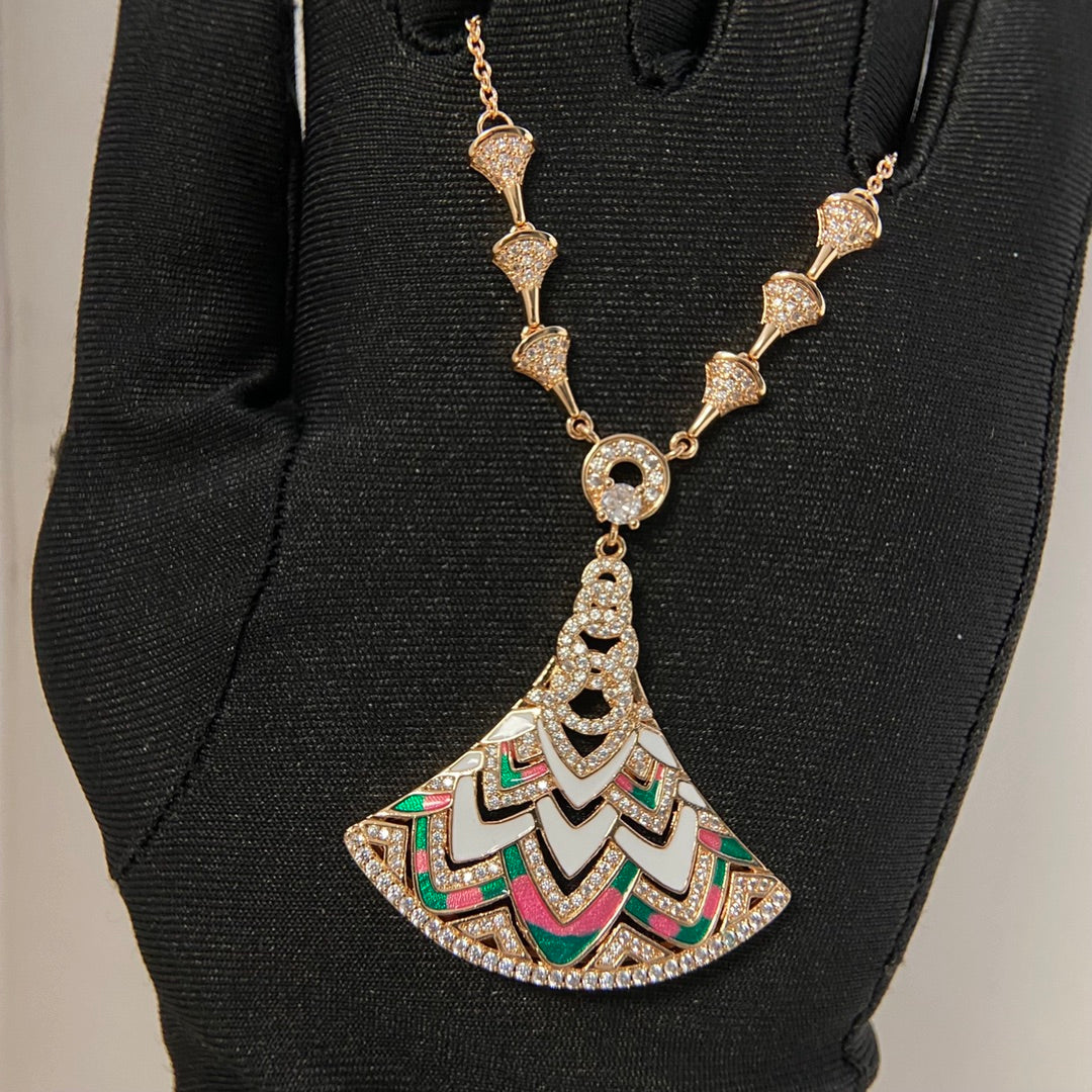 Colorful skirt full diamond necklace