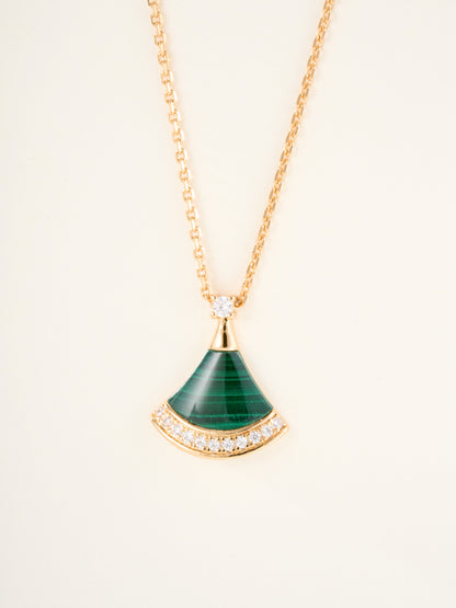 Small fan diamond gem necklace