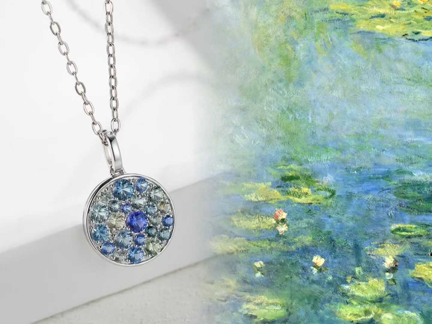Monet Inspired Multicolor Gemstone Disc Pendant Necklace – Wholesale for Jewelry Retailers