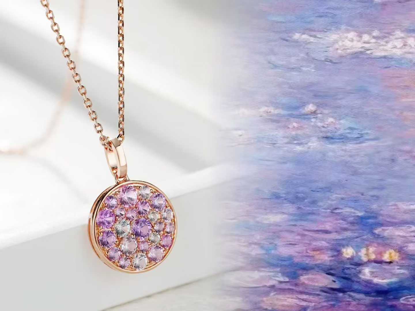 Monet Inspired Multicolor Gemstone Disc Pendant Necklace – Wholesale for Jewelry Retailers