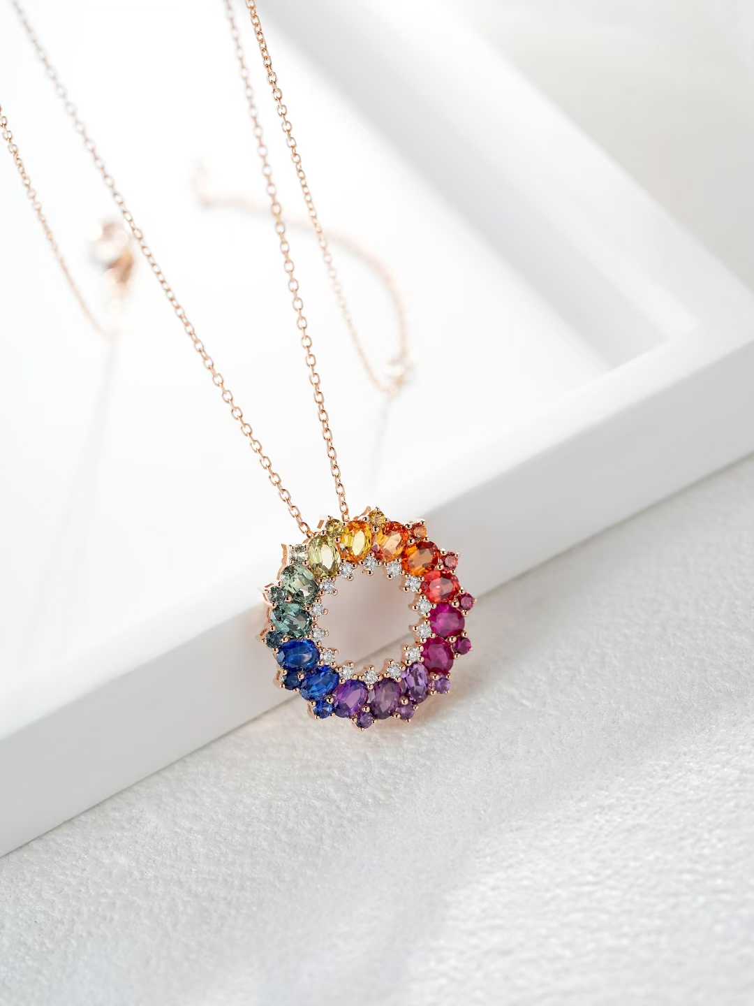 Rainbow Oval Gemstone Circle Pendant – Wholesale yuepenggold