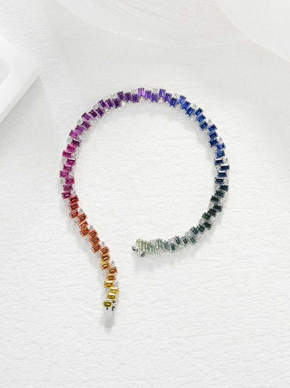 Rainbow Baguette Gemstone Tennis Bracelet – Wholesale yuepenggold