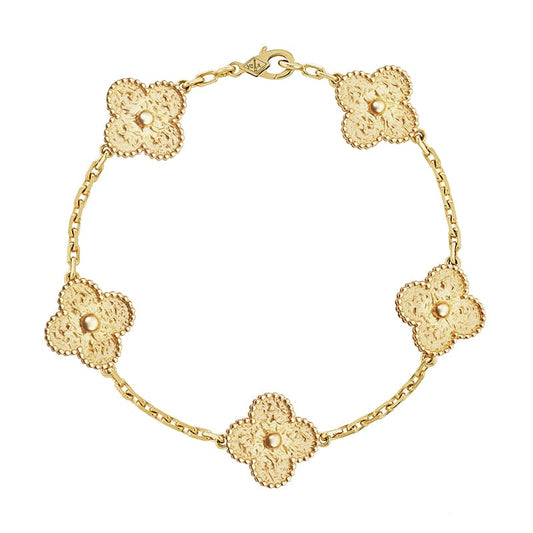 Celestial Yellow Gold Five Motifs Clover Bracelet
