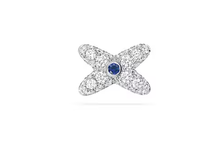 Cross White Diamond Sapphire Earrings