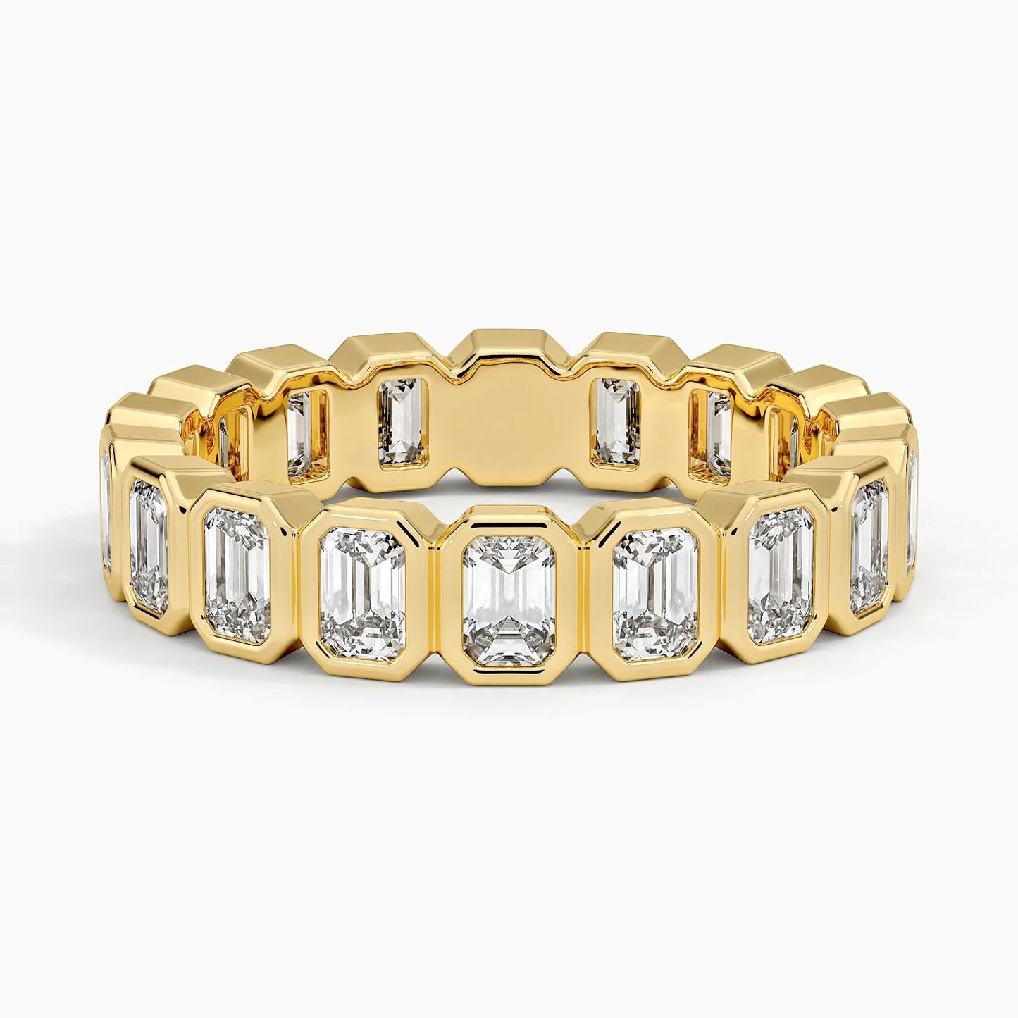 Bezel Emerald Cut Eternity Lab Diamond Ring