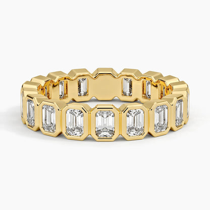 Bezel Emerald Cut Eternity Lab Diamond Ring
