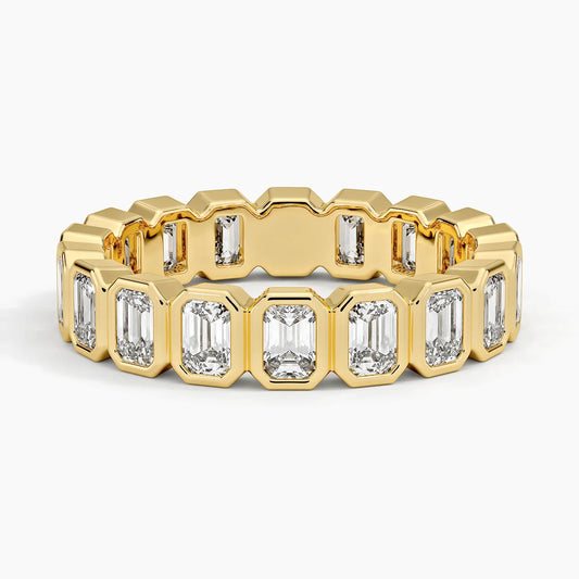 Bezel Emerald Cut Eternity Lab Diamond Ring