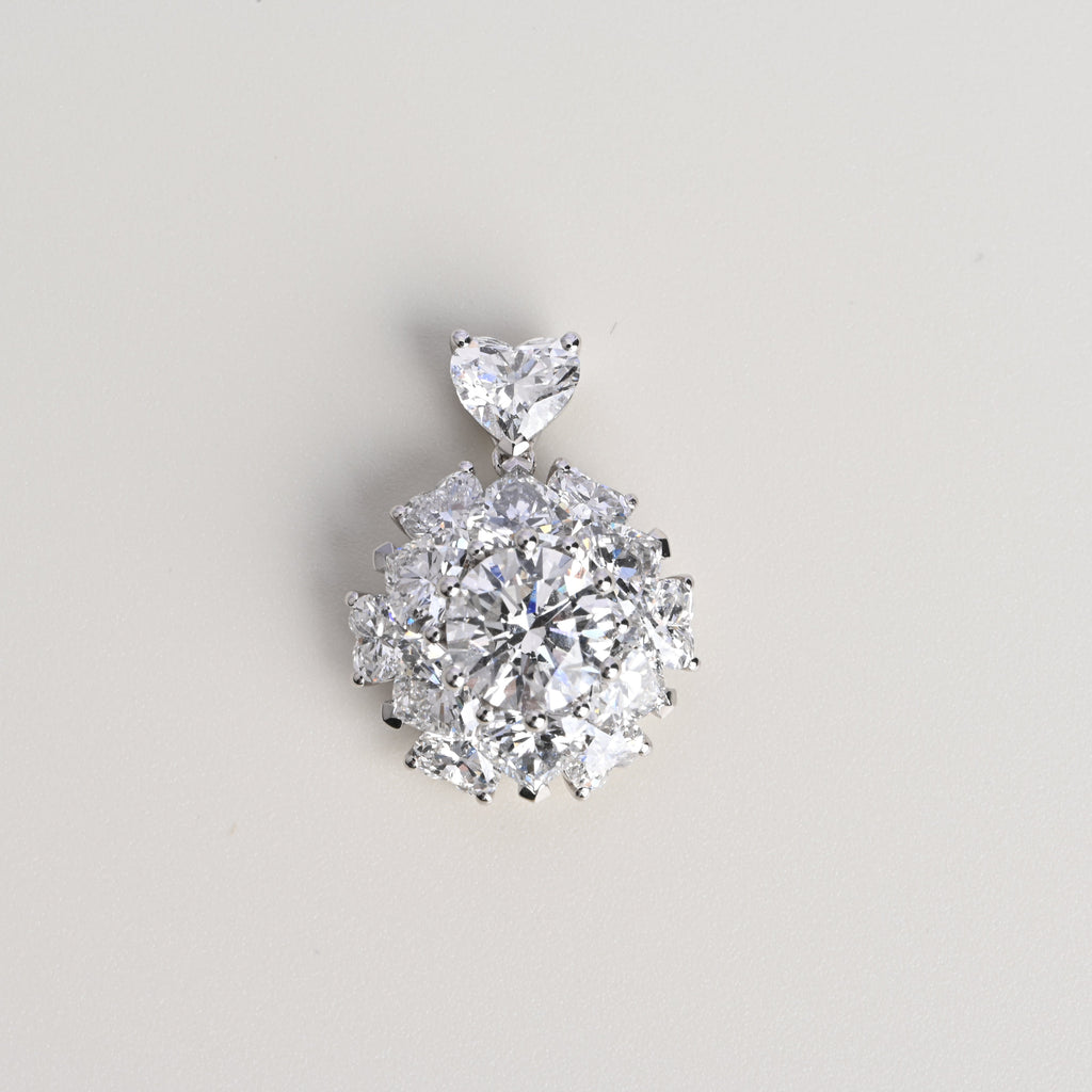 Heart-shaped diamond petal pendant