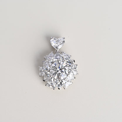 Heart-shaped diamond petal pendant