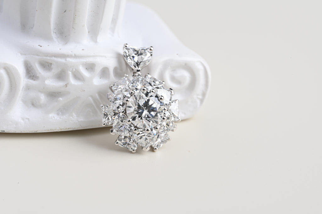 Heart-shaped diamond petal pendant