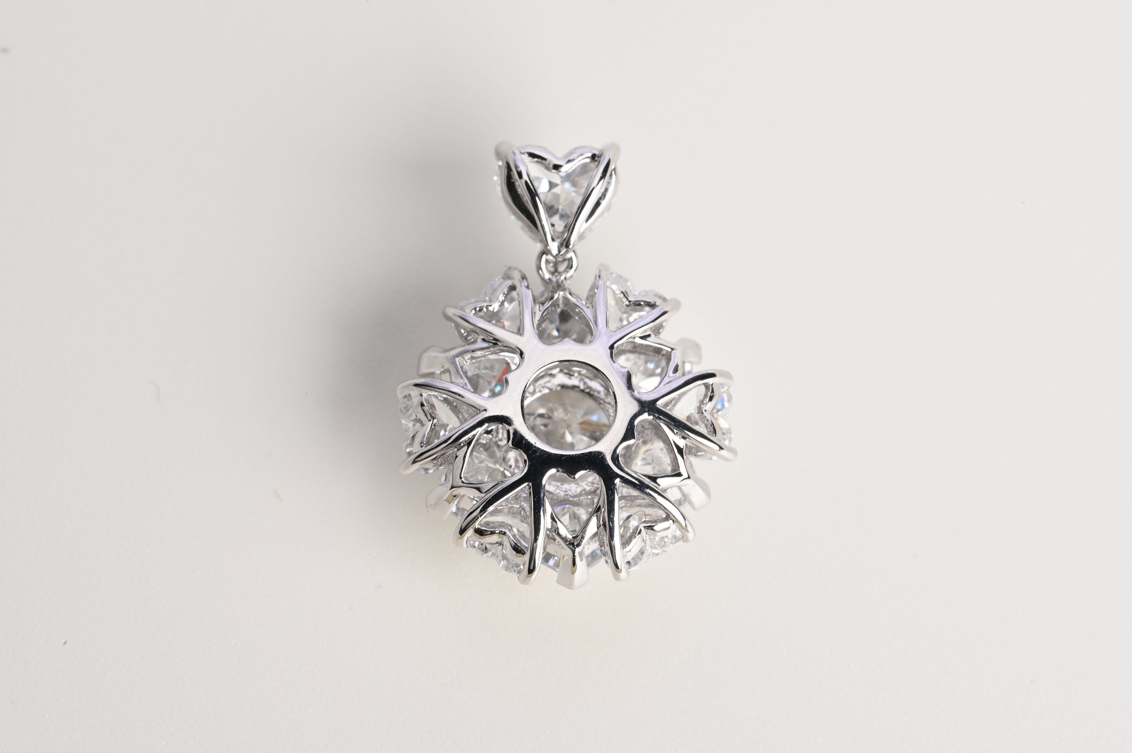 Heart-shaped diamond petal pendant