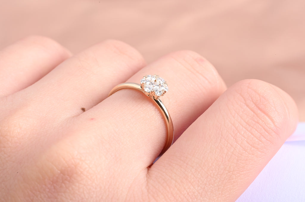 14K Gold Diamond Halo Ring