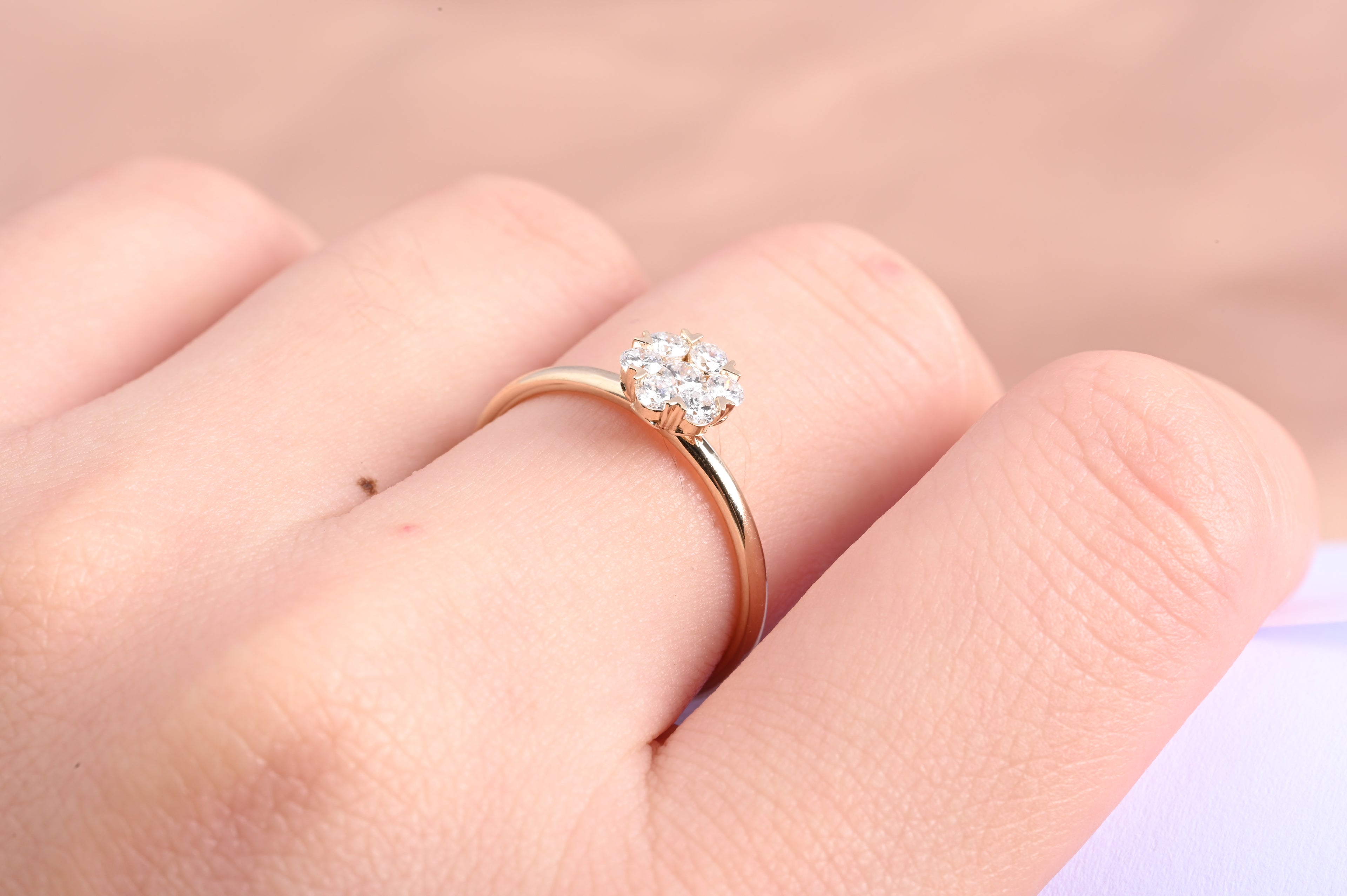 14K Gold Diamond Halo Ring