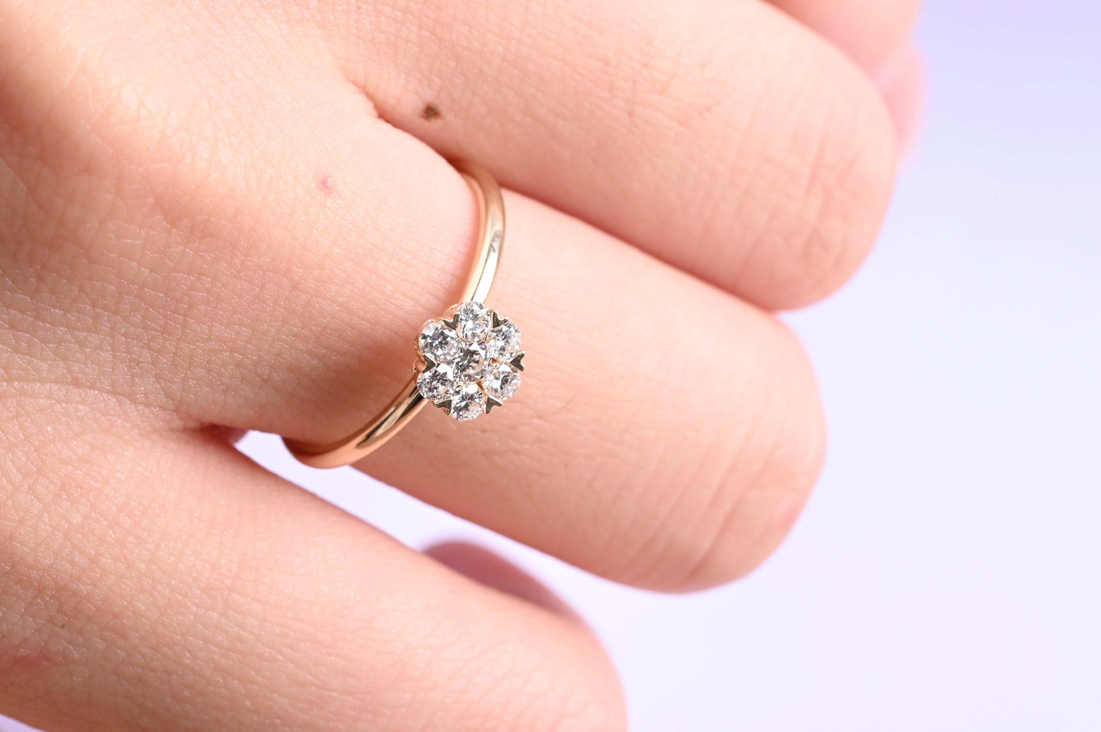 14K Gold Diamond Halo Ring