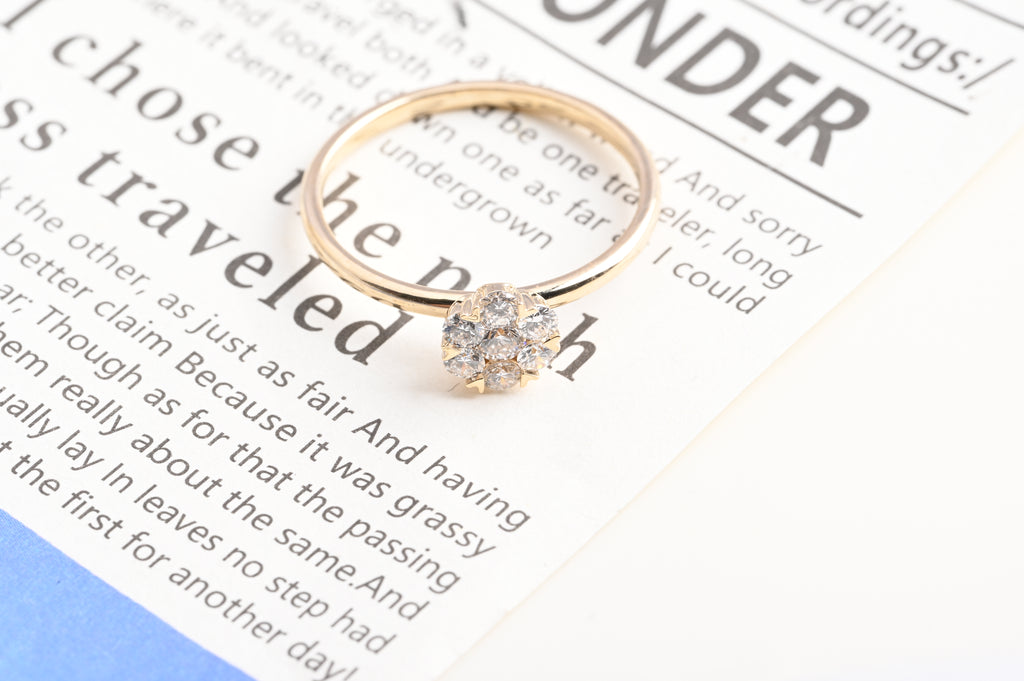 14K Gold Diamond Halo Ring