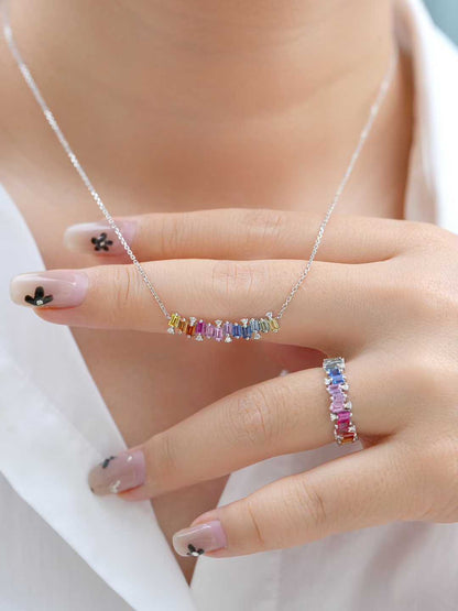Rainbow Baguette Gemstone Smile Jewelry Set – Wholesale yuepenggold