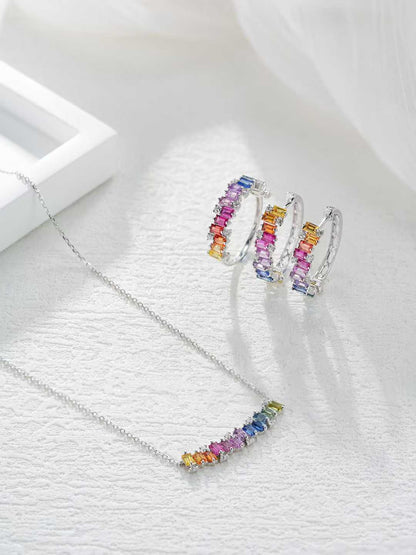 Rainbow Baguette Gemstone Smile Jewelry Set – Wholesale yuepenggold