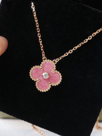 Rose Pyroxene Natural Diamond Necklace