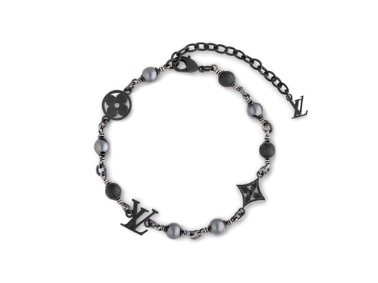 LUMIÈRE |L Couple Black and White Pearl Metal Chain Bracelet