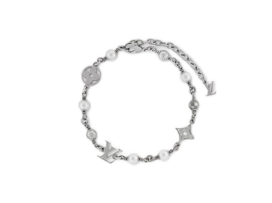 LUMIÈRE |L Couple Black and White Pearl Metal Chain Bracelet