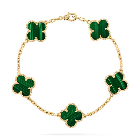 Malachite five-flower bracelet