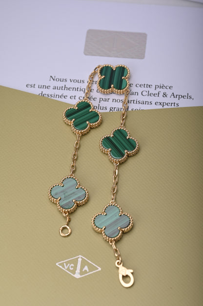 Malachite five-flower bracelet