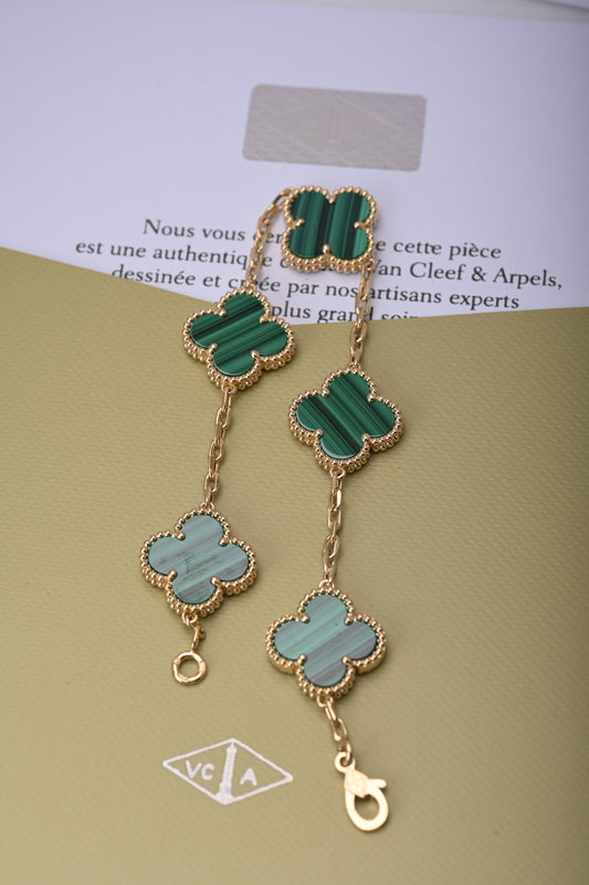 Malachite five-flower bracelet