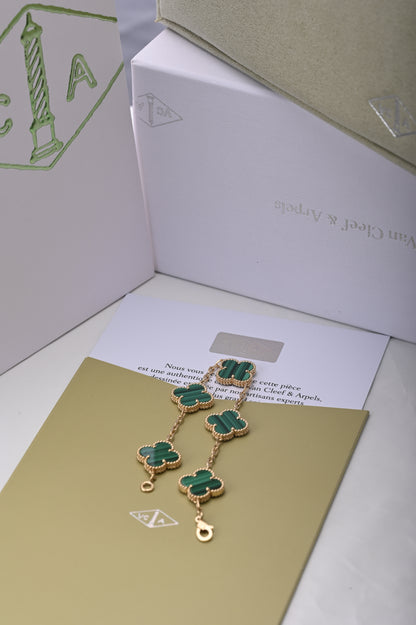 Malachite five-flower bracelet