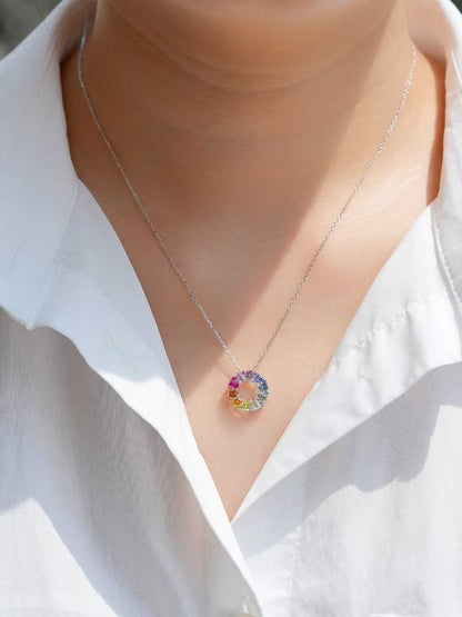 Rainbow Baguette Gemstone Circle Pendant – Wholesale yuepenggold