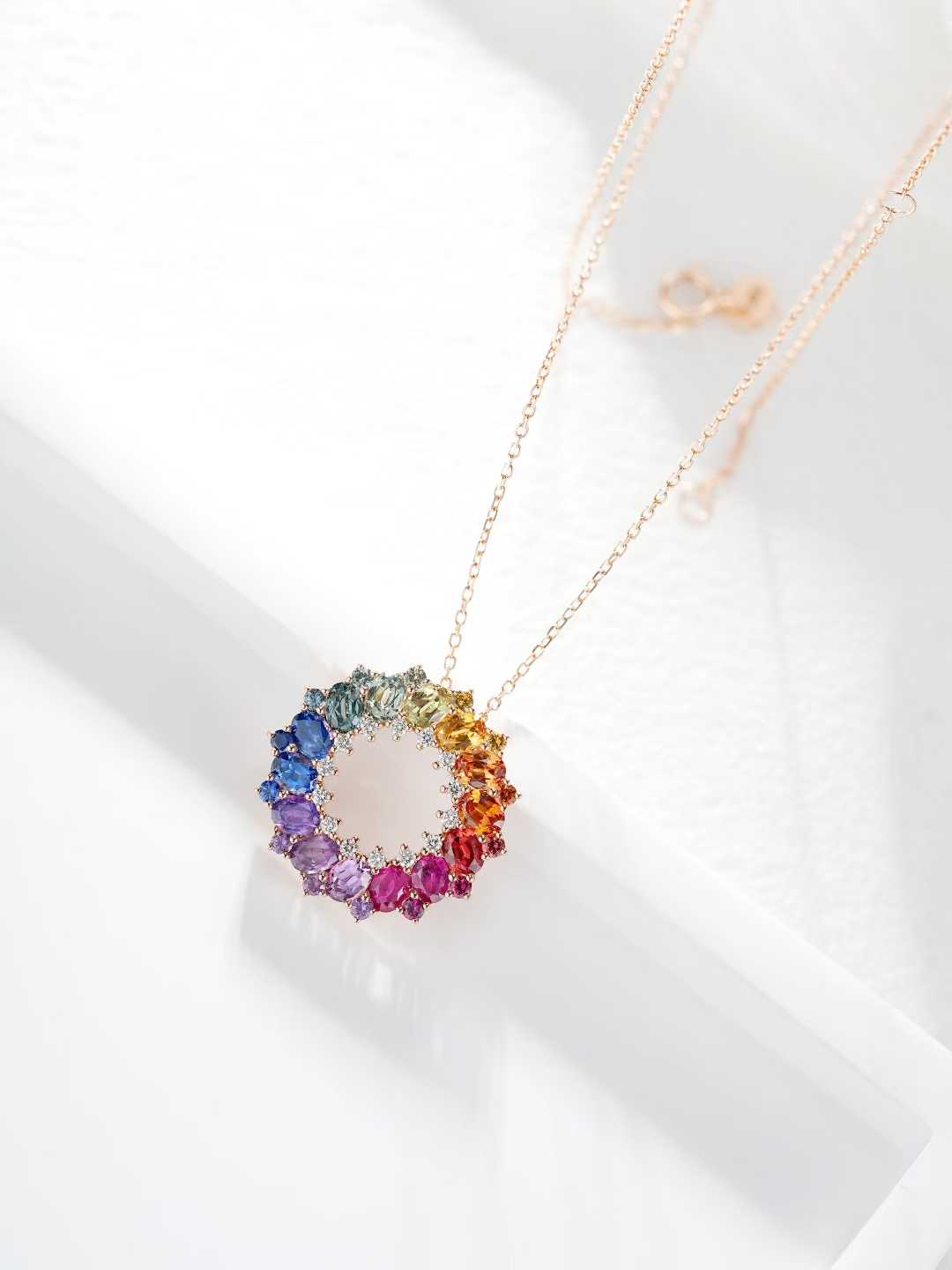 Rainbow Oval Gemstone Circle Pendant – Wholesale yuepenggold