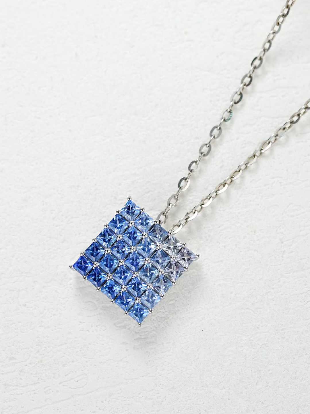 Rainbow Gradient Square Gemstone Pendant Necklace – Wholesale for Jewelry Retailers