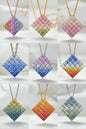 Rainbow Gradient Square Gemstone Pendant Necklace – Wholesale for Jewelry Retailers